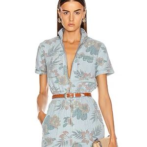 MOTHER The Zip Up Short Sleeve Jumpsuit Fresh Cut Size L NWOT